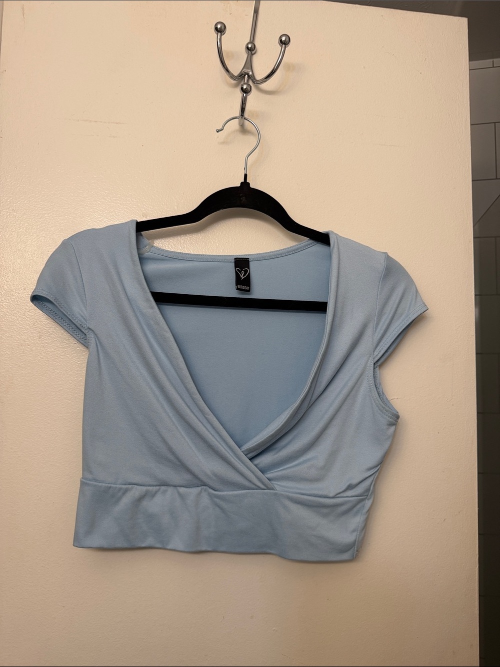 Windsor Pale Blue Wrap Crop Top